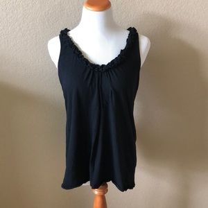 Black Tank with Ruffle Detail